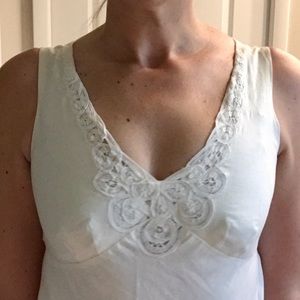 Ann Taylor LOFT lace detailed linen dress US 4